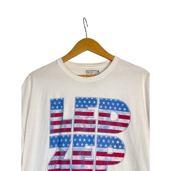 Led Zeppelin Women' Short Sleeve Band Patriotic Graphic T-Shirt Size XXL White - Picture 4 of 6
